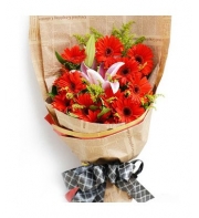 12 Red Gerberas in a Bouquet