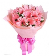 12 Pink Gerbera in a Bouquet Send to Philippines