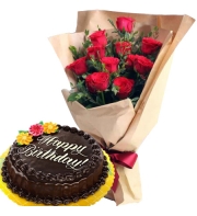 buy roses bouquet with chocolate cake to philippines