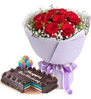 roses bouquet with rainbow cake online philippines