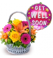 buy flowers basket with get well balloon philippines
