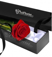 Send Single Red Rose in Box to Philippines