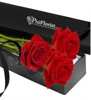 Send 3 Pcs Red Rose in Box to Philippines