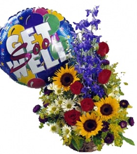 buy mixed flowers basket with balloon philippines